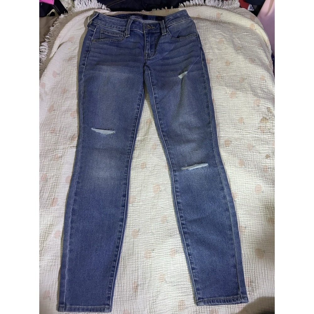 Lucky Brand Lolita Skinny Jeans Womens 0/25 Low Rise‎ Ankle Distressed Blue New
